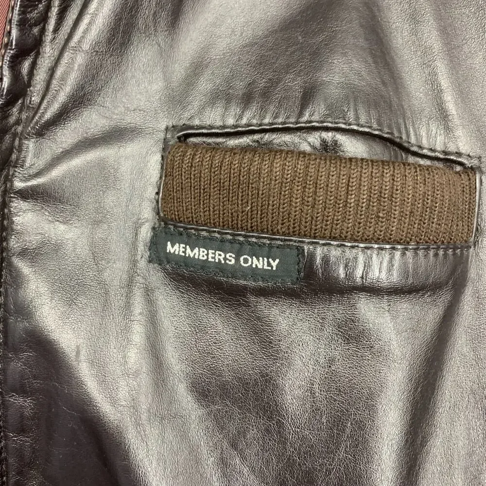 Vintage 1980's Members Only Men's Sz 44 Brown Leather Racer Jacket Europe Craft